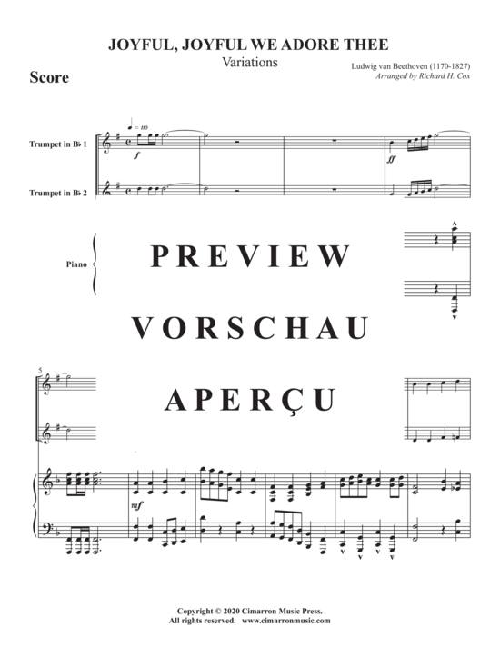Produktgalerie: Seite 3 von 8 Joyful, Joyful We Adore Thee , , (2x Trompete in B + Klavier)