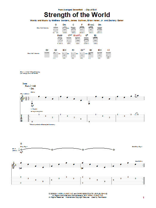 Produktgalerie: Seite 1 von 1 Strength Of The World, Avenged Sevenfold, Gitarre