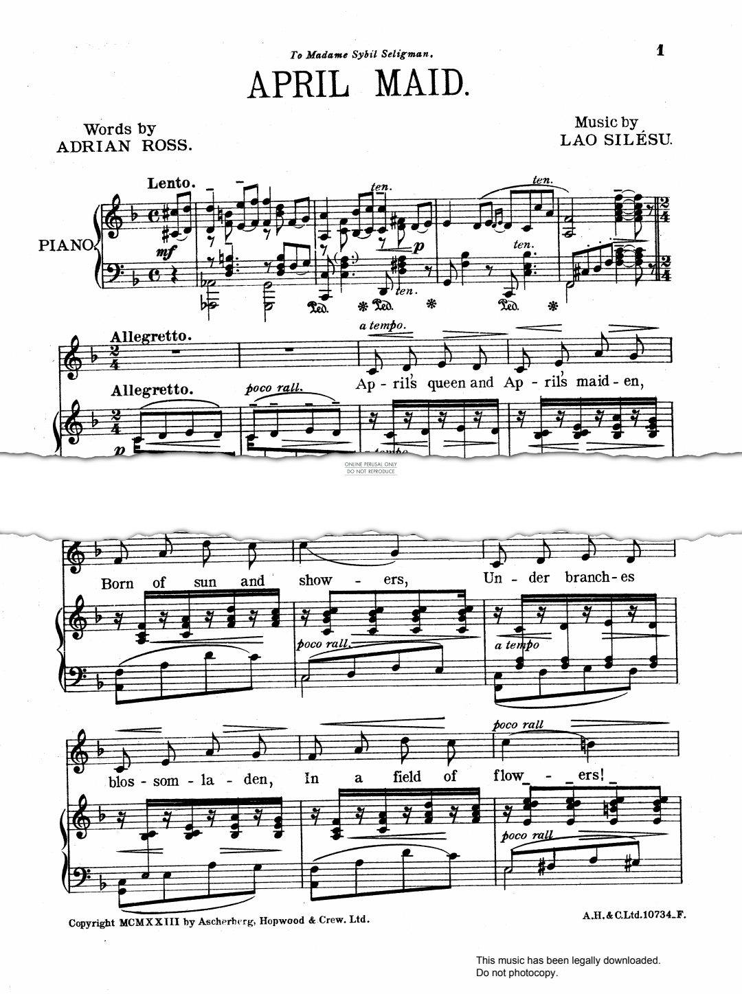 Produktgalerie: Seite 1 von 1 April Maid, Lao Silésu, Gesang, Klavier