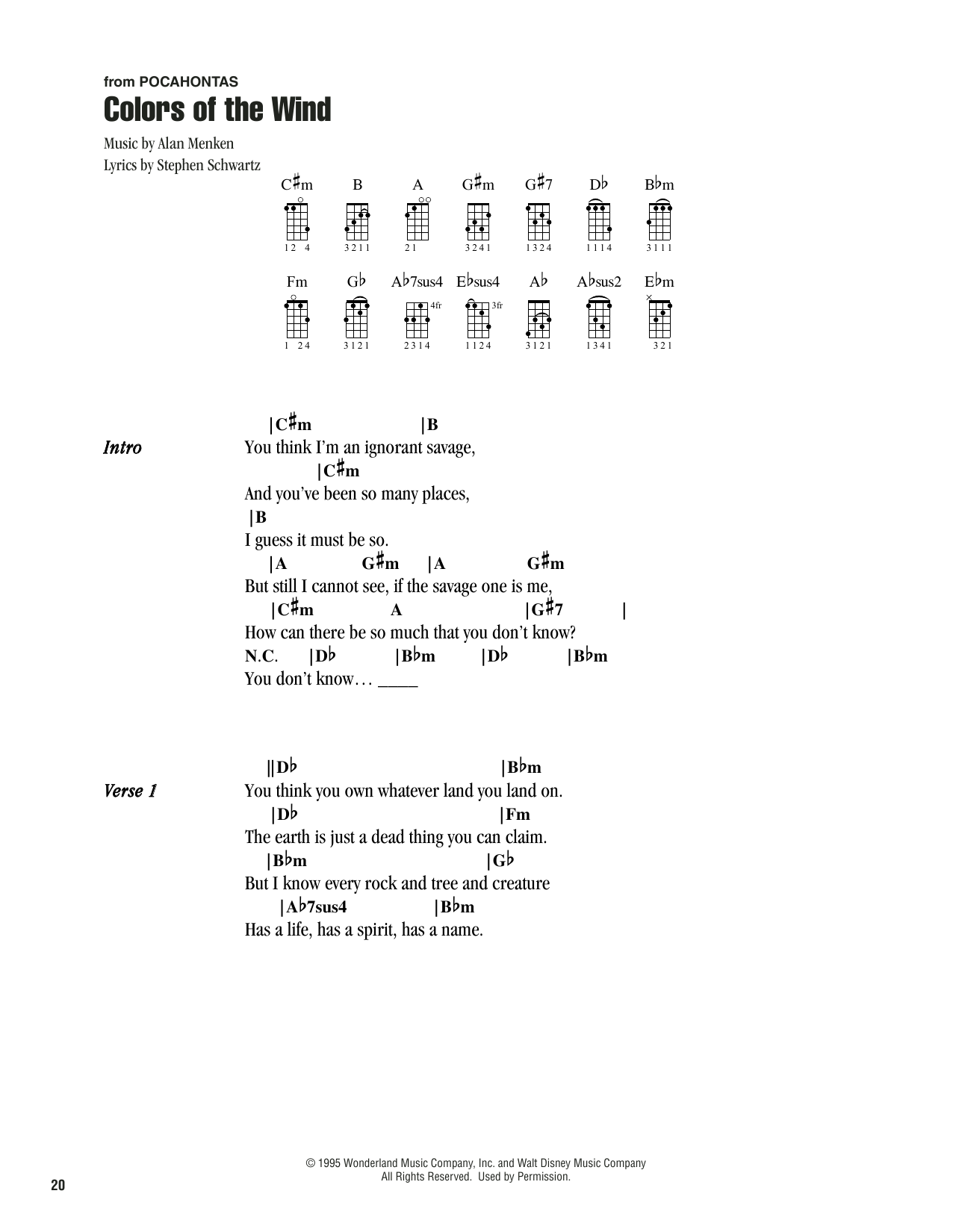 Product gallery: Page 1 of 1 Colors Of The Wind (from Pocahontas), Alan Menken