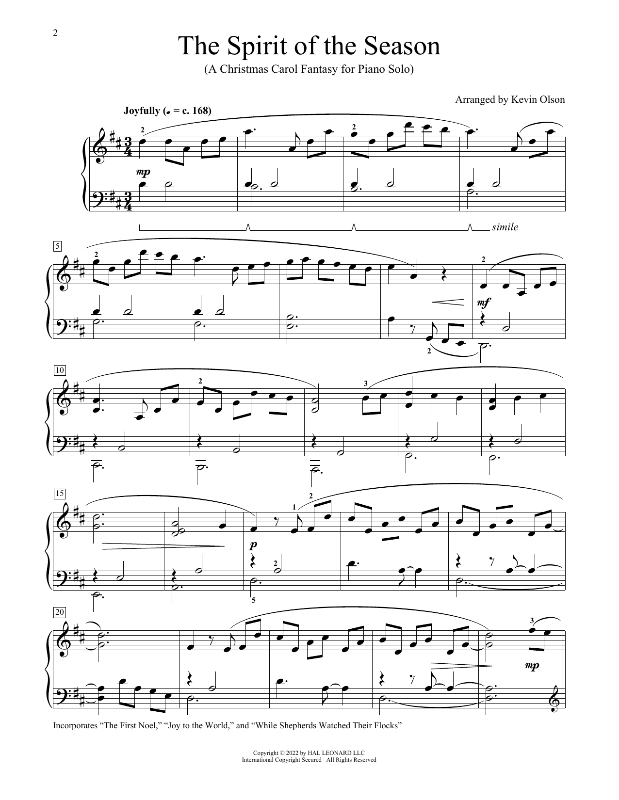Produktbild zu: The Spirit Of The Season (A Christmas Carol Fantasy For Piano Solo)