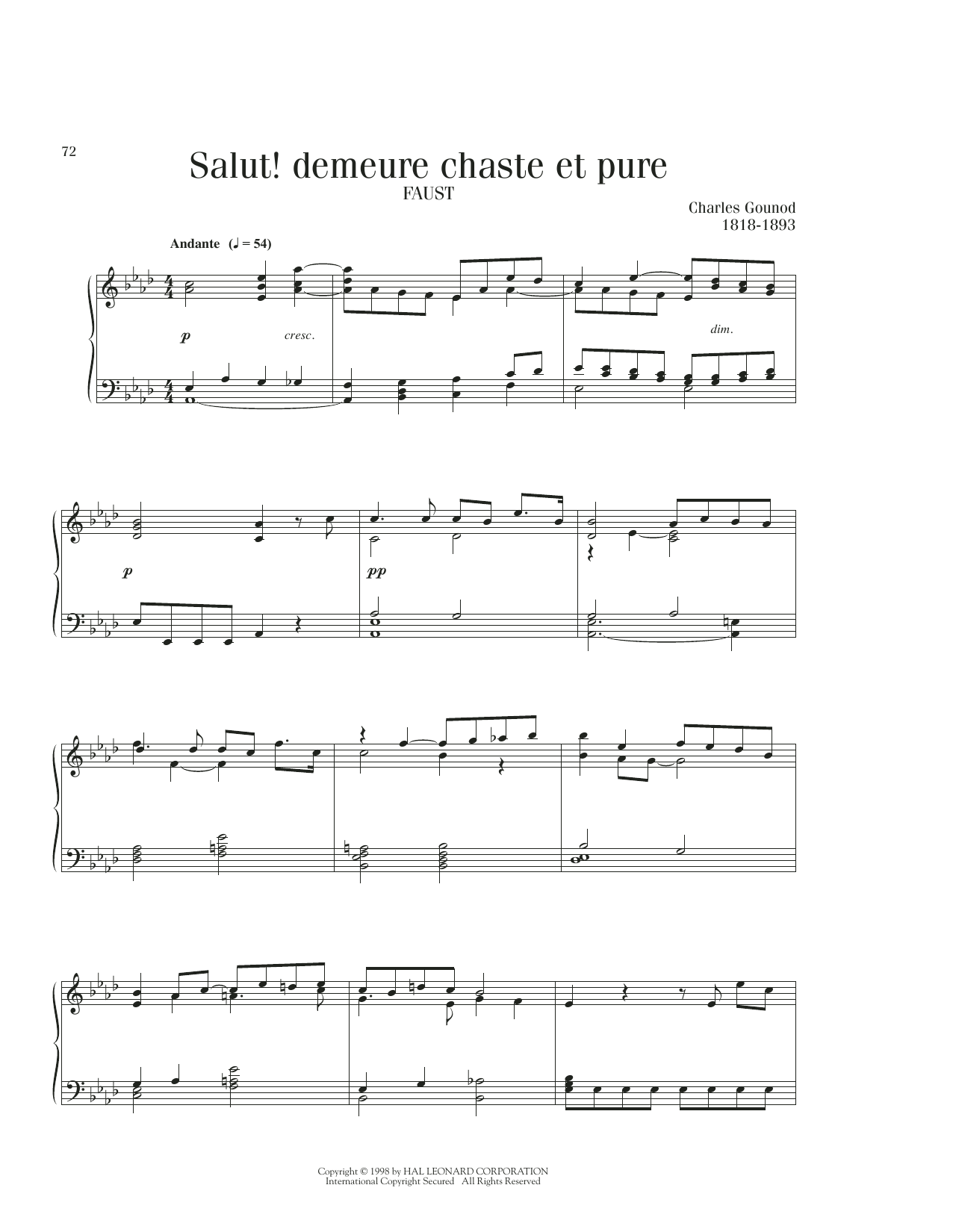 Product gallery: Page 1 of 1 Salut! Demeure Chaste Et Pure, Charles Gounod