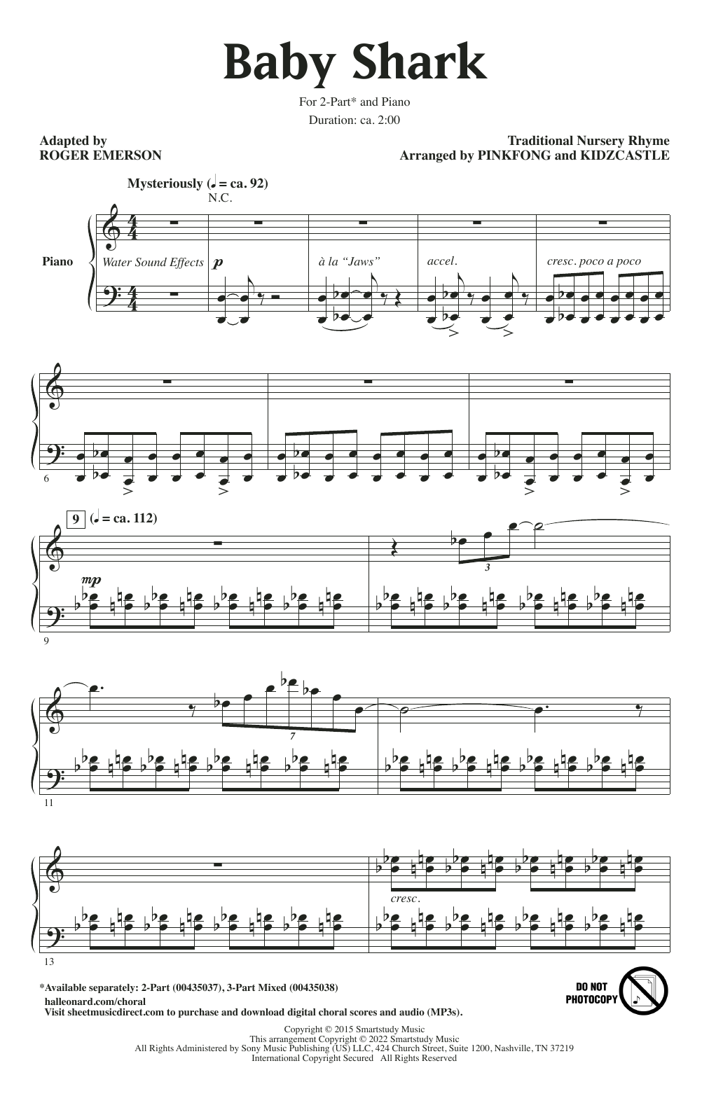 Product picture to: Baby Shark (arr. Roger Emerson)