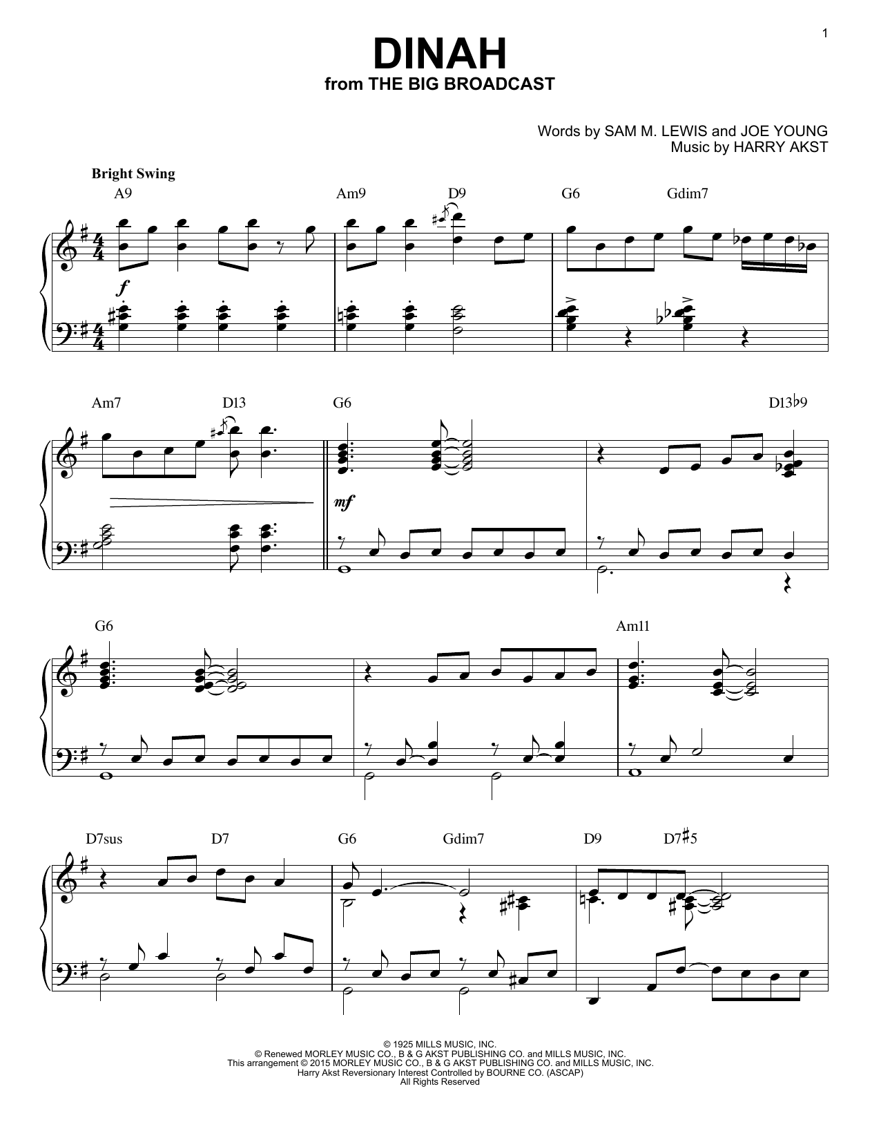 Product picture to: Dinah [Stride version] (arr. Brent Edstrom)