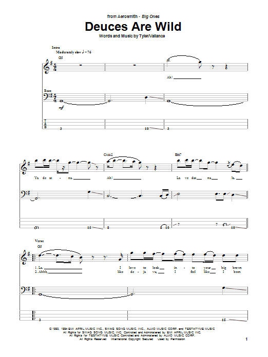 Produktgalerie: Seite 1 von 1 Deuces Are Wild, Aerosmith, E-Bass