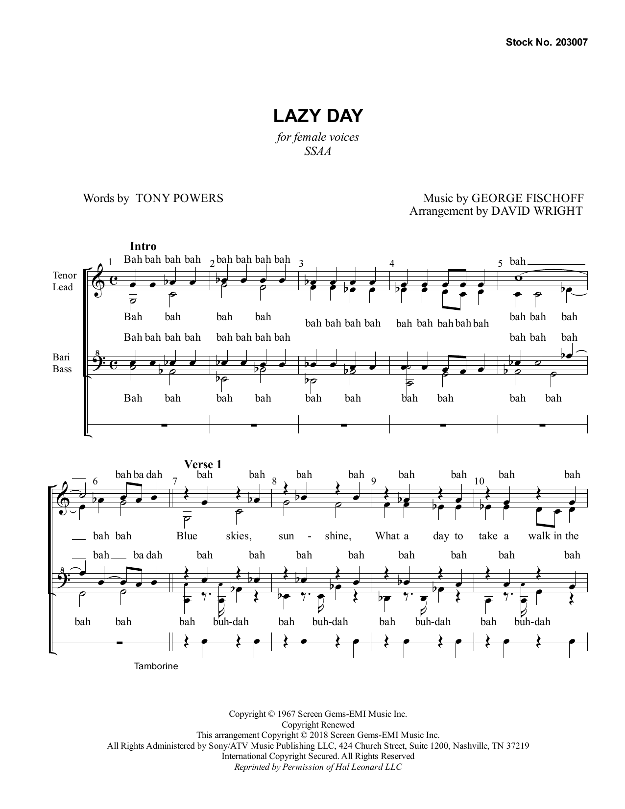 Produktgalerie: Seite 1 von 1 Lazy Day (arr. David Wright), The Gas House Gang, Chor