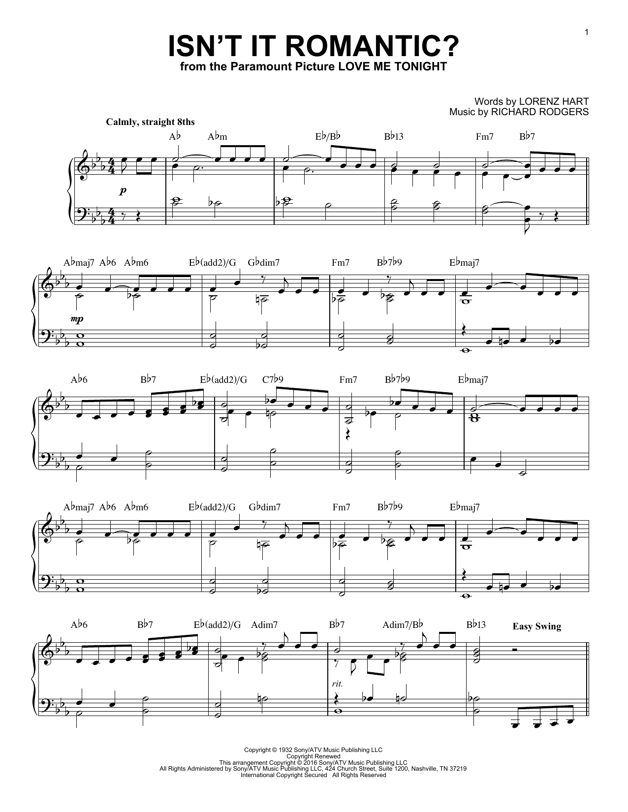 Product gallery: Page 1 of 1 Isn't It Romantic? (arr. Brent Edstrom), Rodgers & Hart