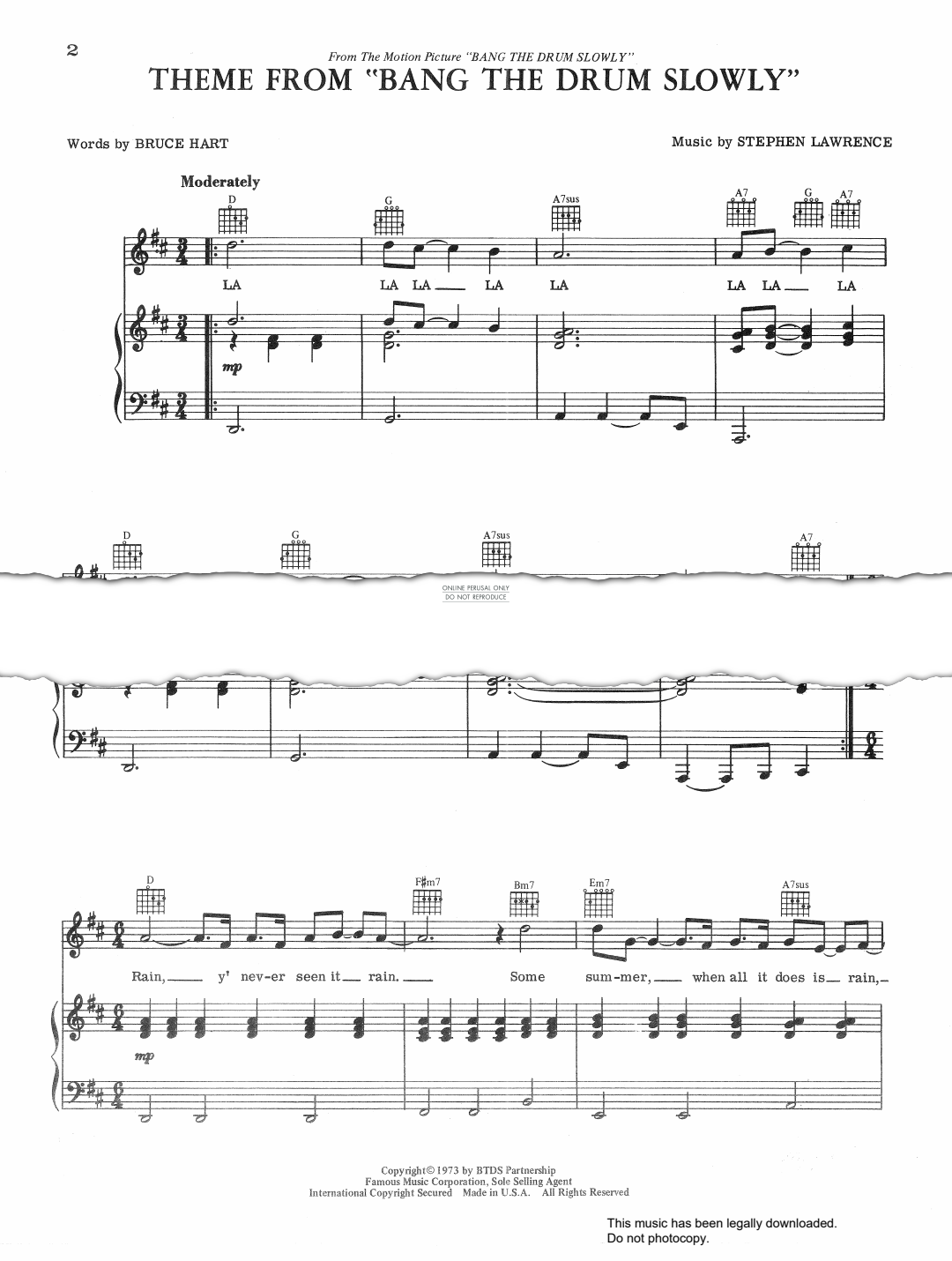 gallery: Theme from Bang The Drum Slowly, Stephen Lawrence, Gesang, Gitarre, Klavier