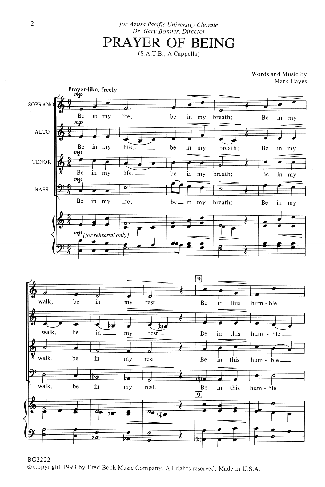 Produktgalerie: Seite 1 von 1 Prayer Of Being, Mark Hayes, Chor