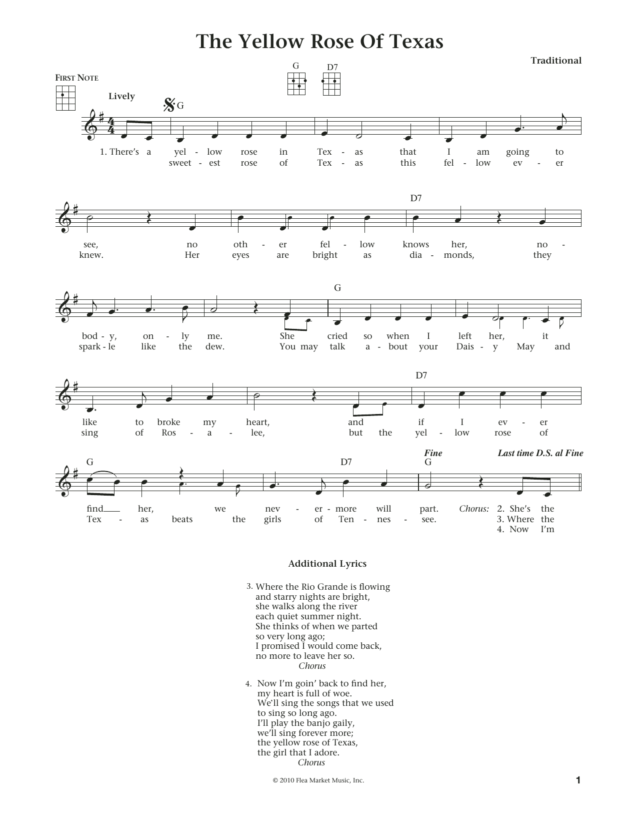 Product gallery: Page 1 of 1 The Yellow Rose Of Texas (from The Daily Ukulele) (arr. Liz and Jim Beloff), J.K., 1858