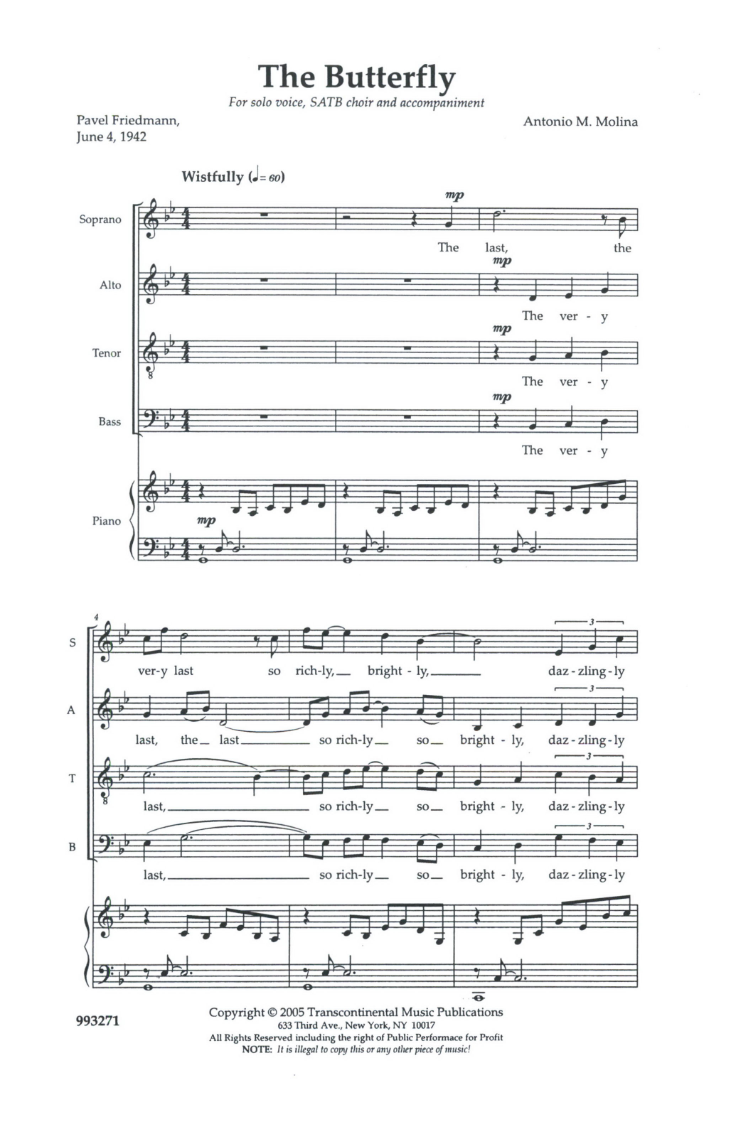 Produktgalerie: Seite 1 von 1 The Butterfly, Anton Molina, Chor