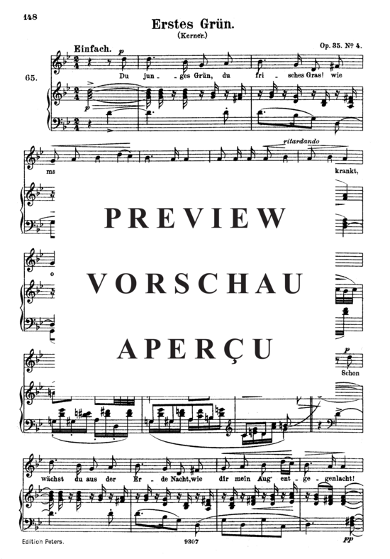Product gallery: Page 2 of 3 Erstes Grün Op. 35 No.4, , High Voice and Piano