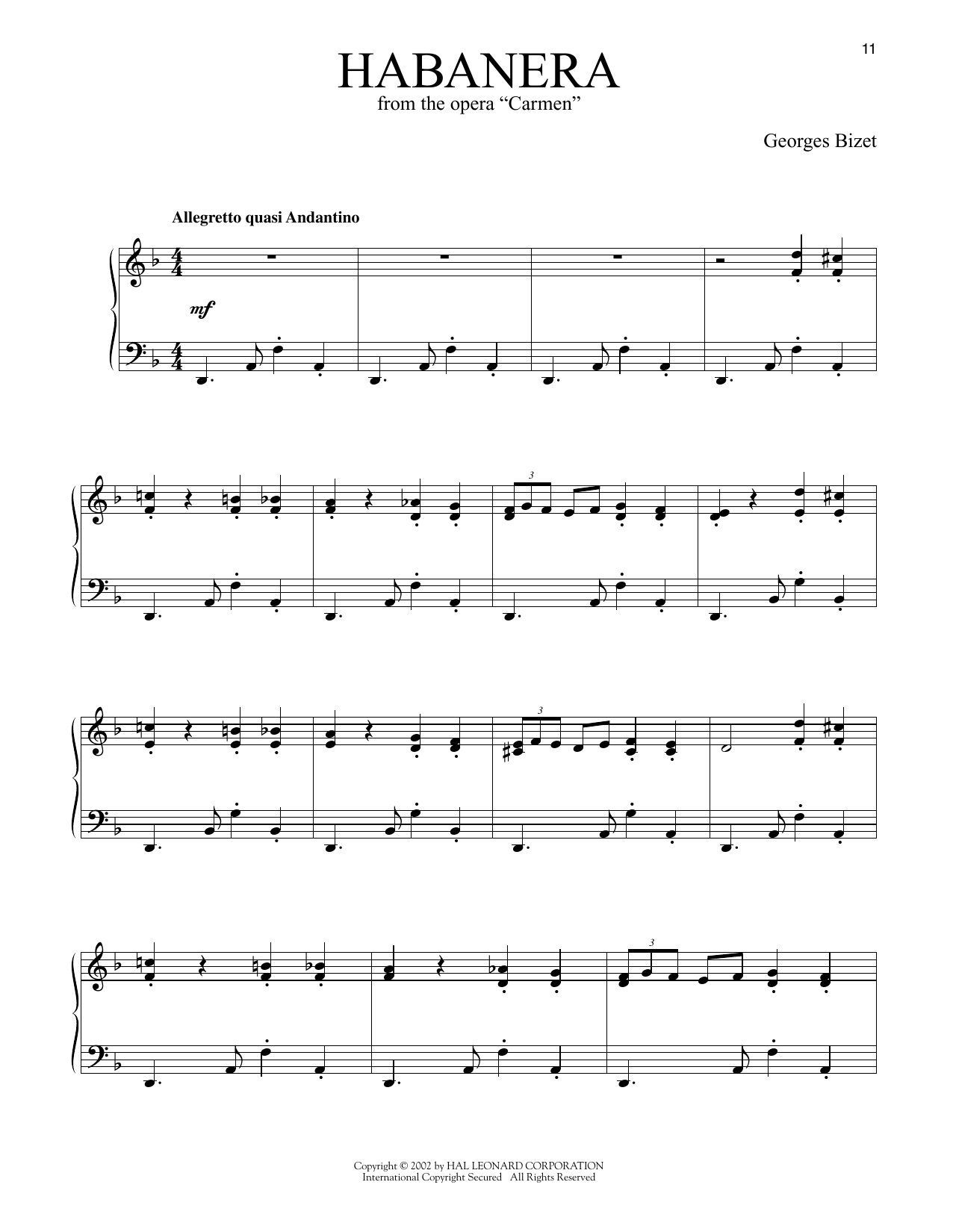 Produktgalerie: Seite 1 von 1 Habanera, Georges Bizet, Klavier