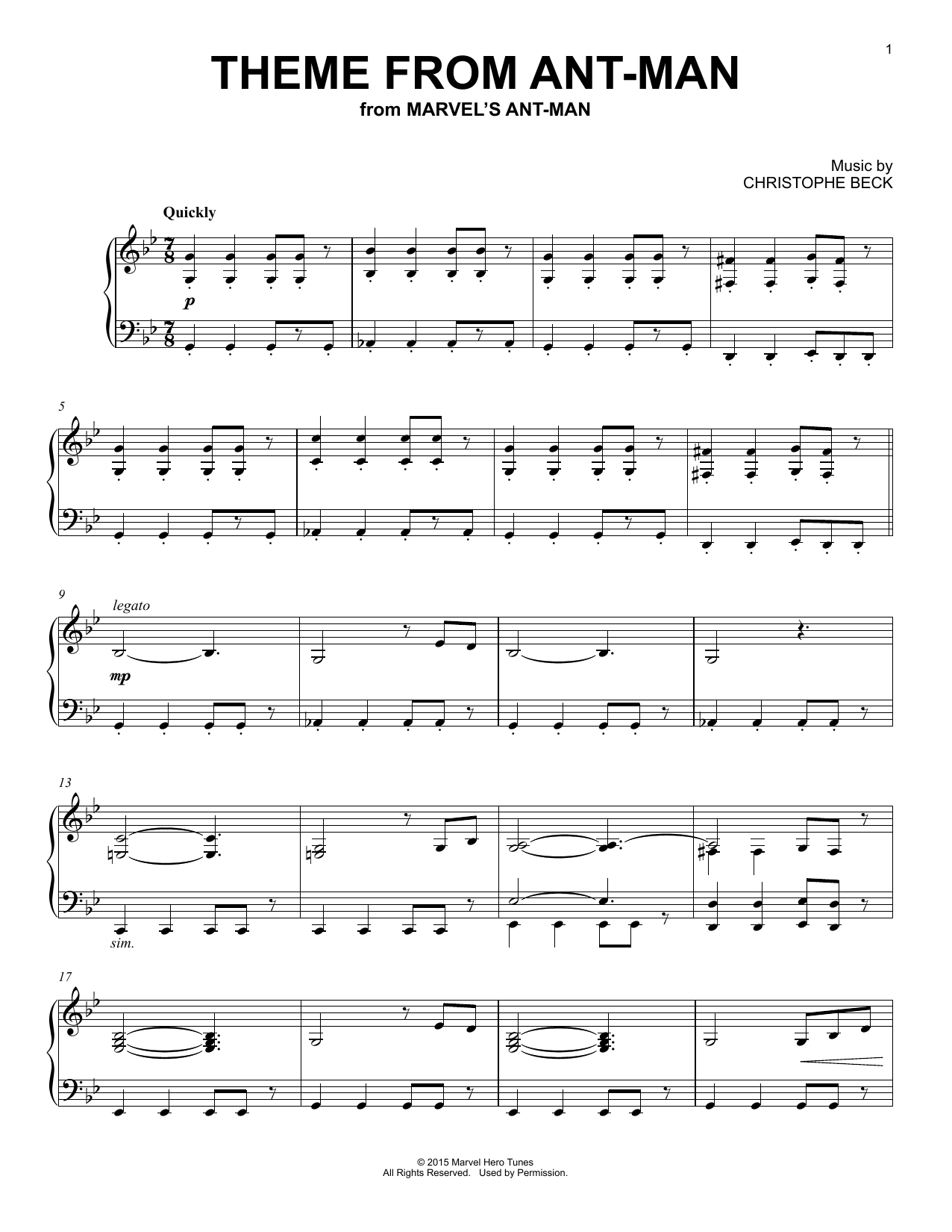 Produktgalerie: Seite 1 von 1 Theme From Ant-Man, Christophe Beck, Klavier