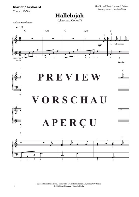 Product gallery: Page 2 of 4 Hallelujah (Piano / Keyboard) , Cohen, Leonard,  (Piano Easy)