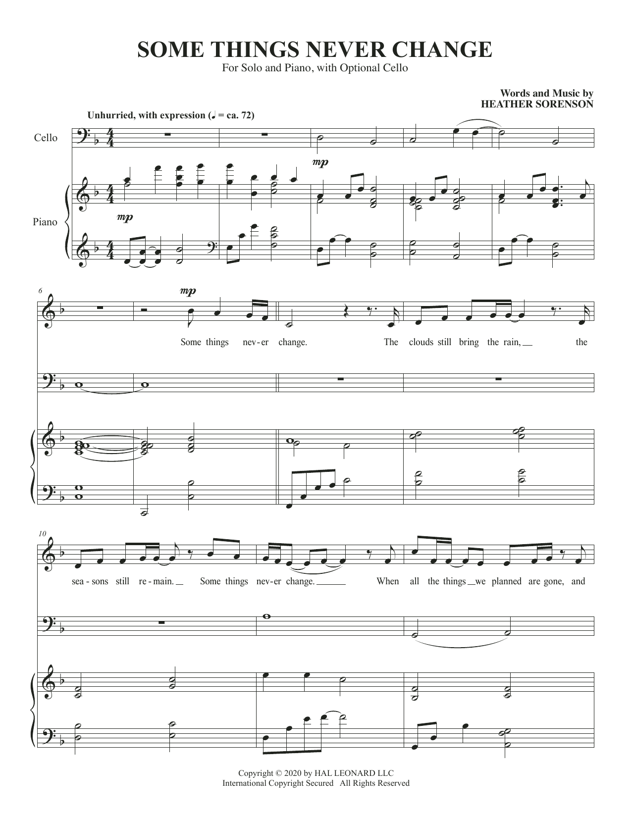 Product picture to: Some Things Never Change (for High Voice and Cello)