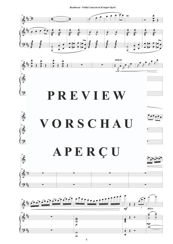 Produktgalerie: Seite 5 von 11 Violin Concerto in D major Op.61 for Violin and Piano - Score and Part, , Violine und Klavier