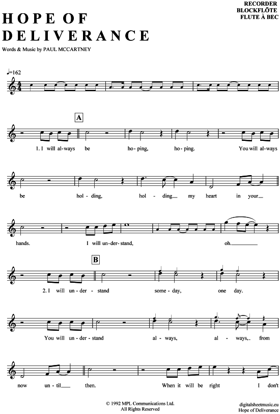 Product picture to: Hope Of Deliverance Paul McCartney