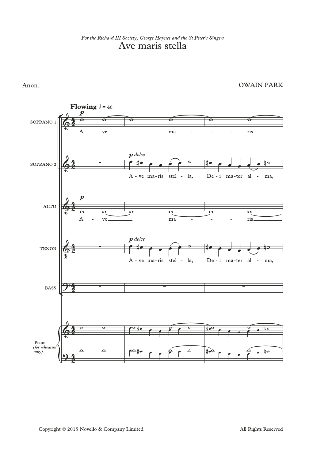 Produktbild zu:  Ave Maris Stella - Owain Park