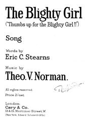 cover: The Blighty Girl ("Thumbs Up For The Blighty Girl!!"), Theo V. Norman, Gesang, Klavier