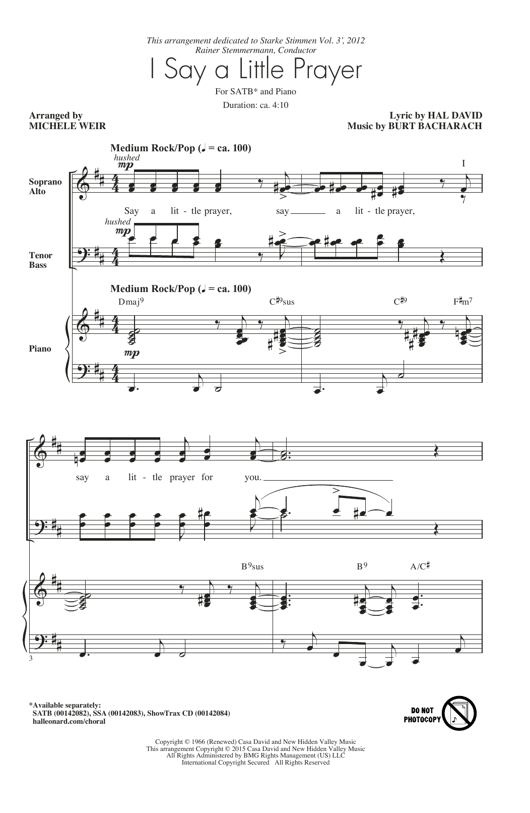 Product picture to: I Say A Little Prayer (arr. Michele Weir)