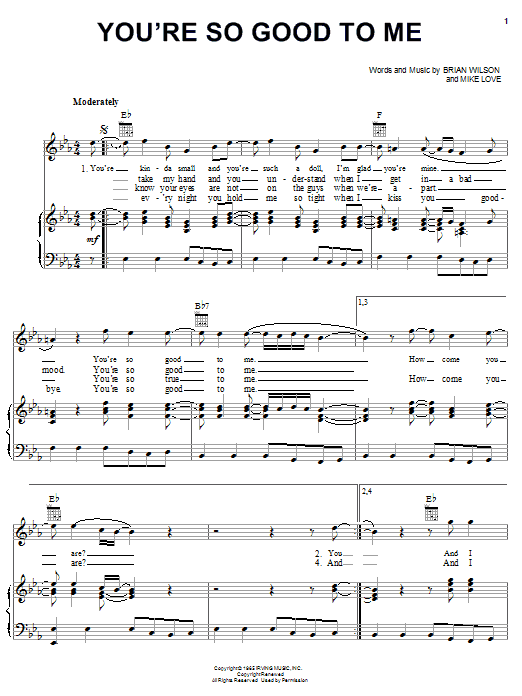 Produktgalerie: Seite 1 von 1 You're So Good To Me, The Beach Boys, Gesang, Gitarre, Klavier