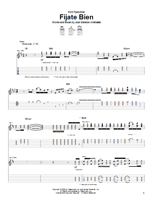 Produktgalerie: Seite 1 von 1 Fijate Bien, Juanes, Gitarre