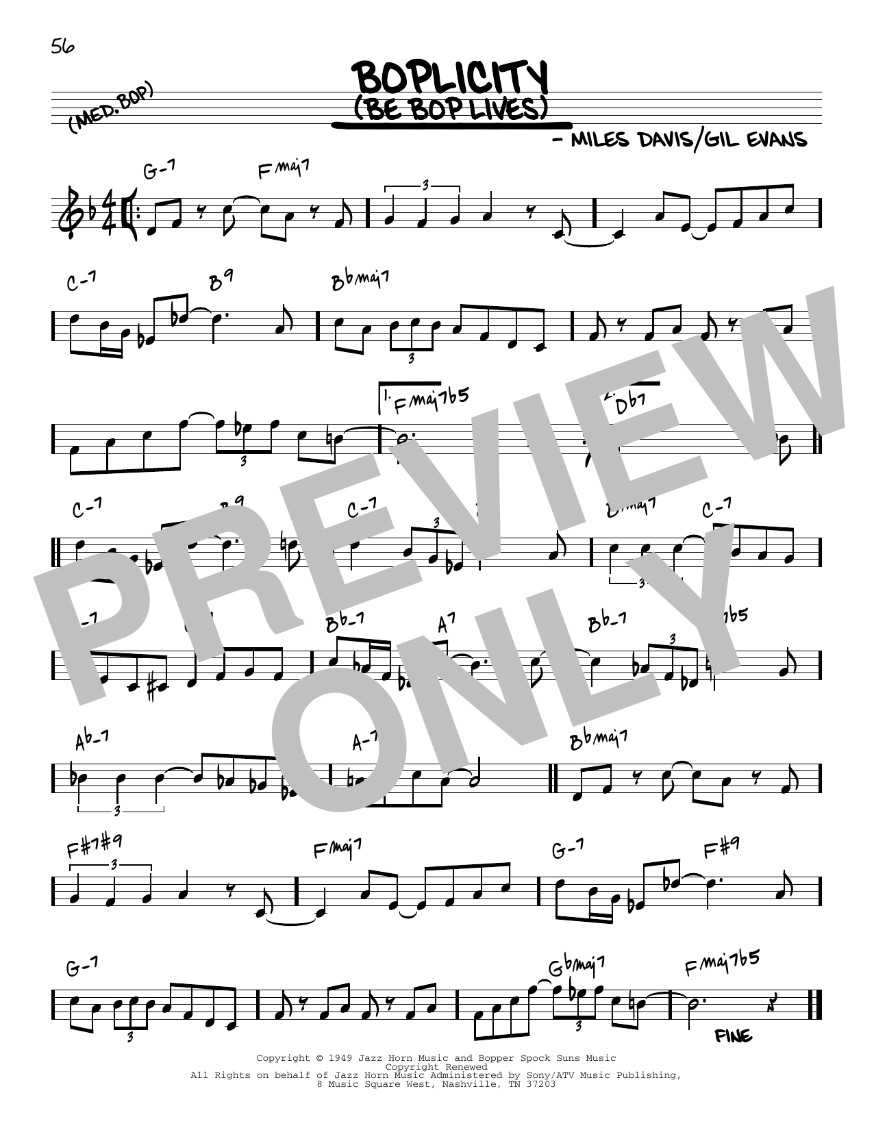 Product picture to: Boplicity (Be Bop Lives) [Reharmonized version] (arr. Jack Grassel)