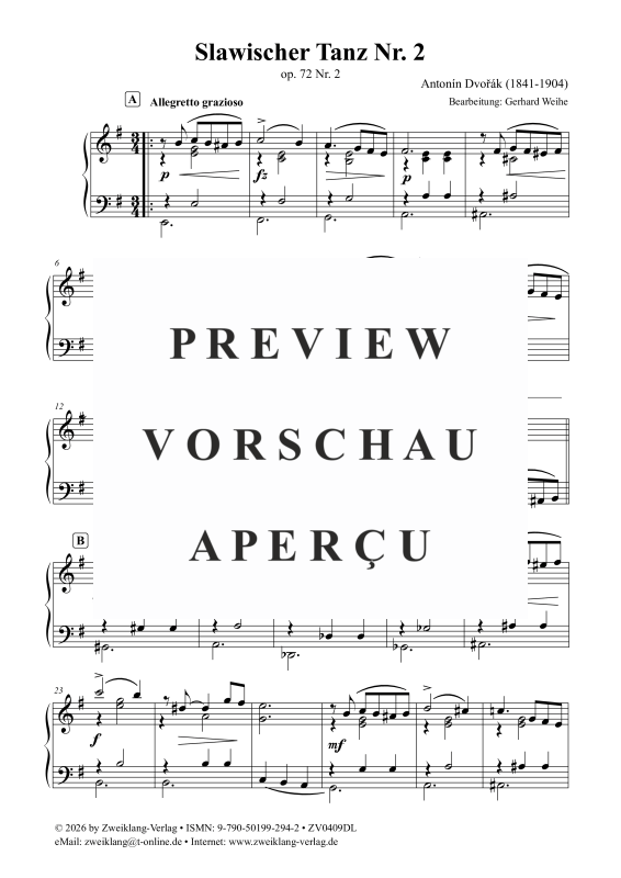 Produktgalerie: Seite 3 von 6 Slawischer Tanz Nr. 2, Weihe, Gerhard, Klavier Solo