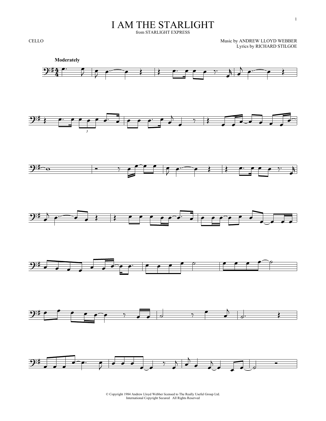 Produktgalerie: Seite 1 von 1 I Am The Starlight, Andrew Lloyd Webber, Violoncello