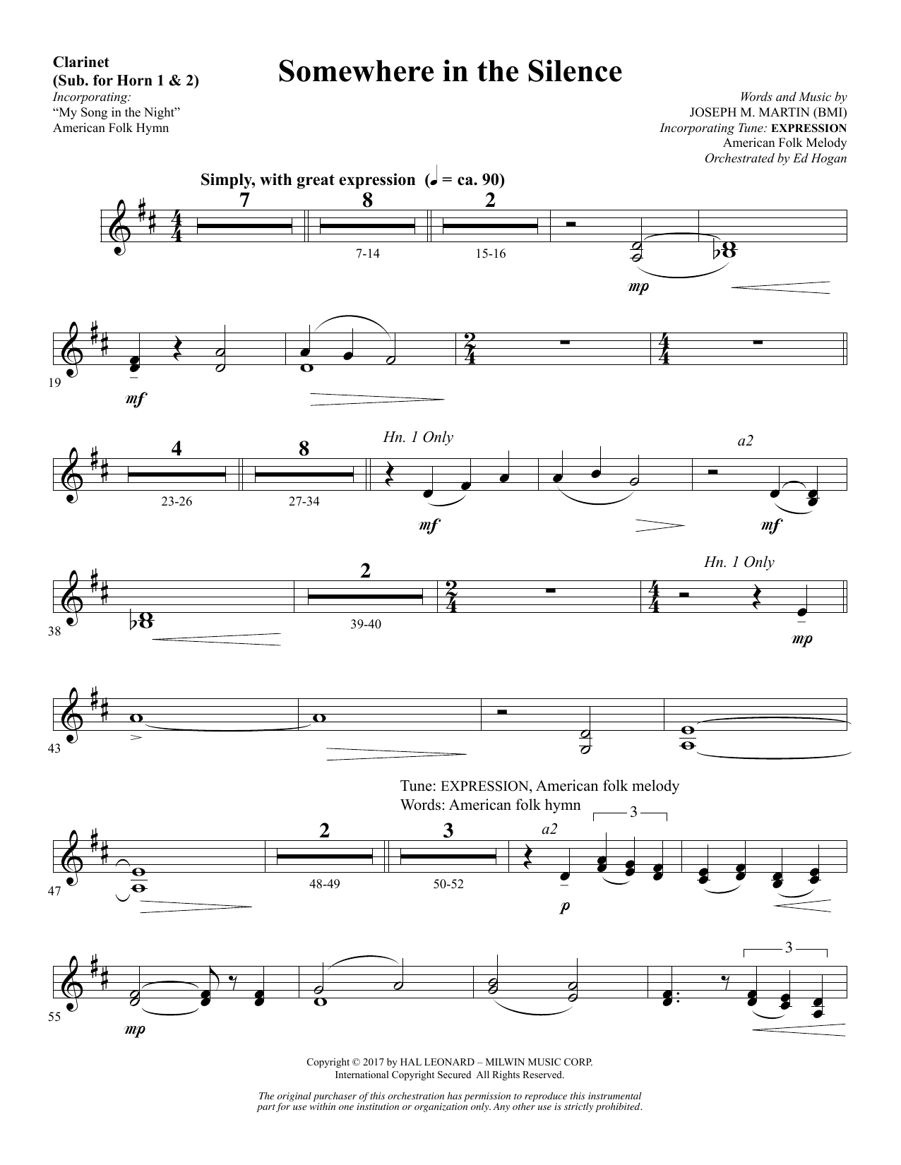 Produktbild zu: Somewhere in the Silence - Clarinet (sub. Horn 1-2)