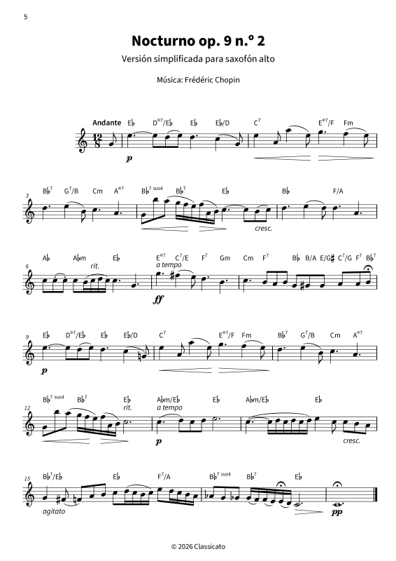Produktbild zu: Sonidos suaves en el saxofón alto - Ensueños y clásica delicada - Versiones simplificadasFrédéric Chopin / Robert Schumann / Felix Mendelssohn Bartholdy / Camille Saint-Saëns / Erik Satie