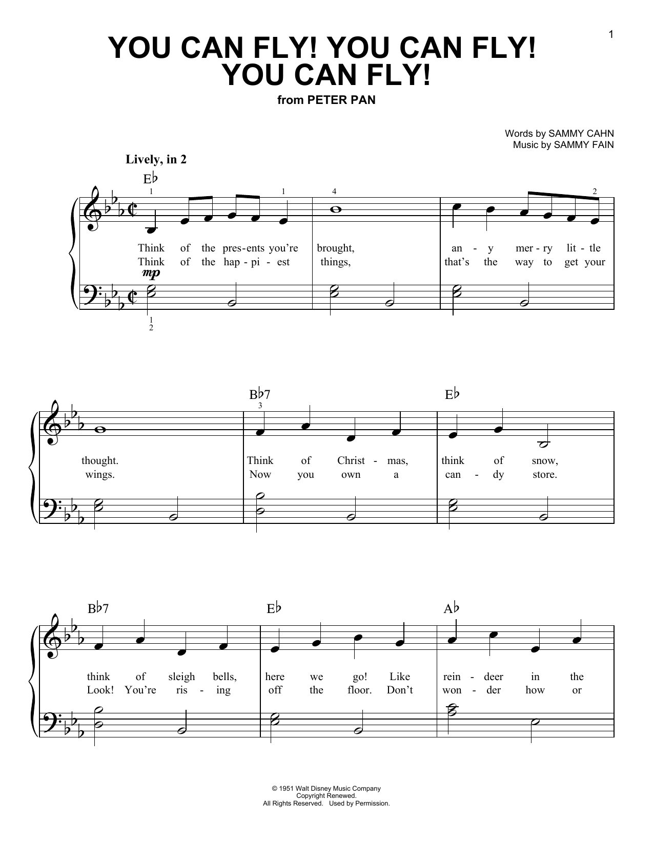 Produktgalerie: Seite 1 von 1 You Can Fly! You Can Fly! You Can Fly! (from Peter Pan), Sammy Cahn, Klavier