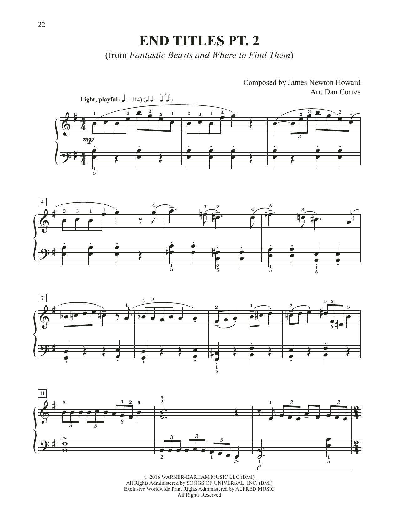 Produktbild zu: End Titles Pt. 2 (from Fantastic Beasts And Where To Find Them) (arr. Dan Coates)