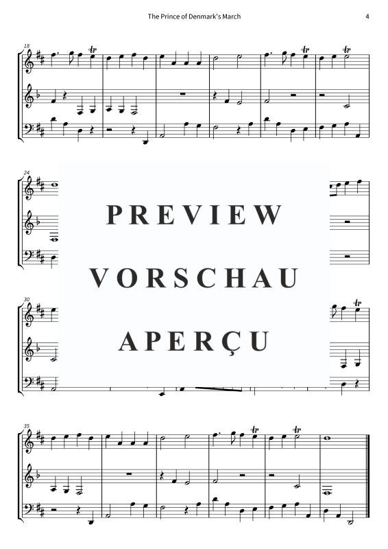 gallery: The Prince of Denmark´s March - from A Collection of Ayres for the Harpsichord or Spinett with very Plain & Easey Directions for Young Beginners, , (Holzbläser Trio Oboe, Klarinette in A + Fagott)