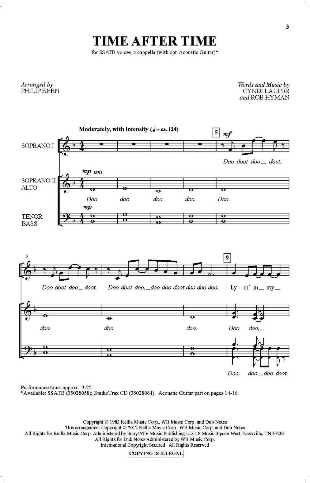 Product picture to: Time After Time (arr. Philip Kern)
