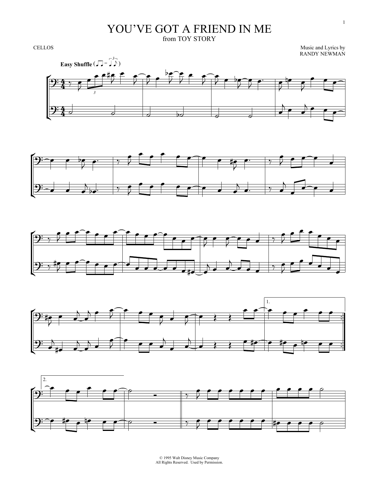 Produktgalerie: Seite 1 von 1 You've Got A Friend In Me (from Toy Story), Randy Newman, Violoncello