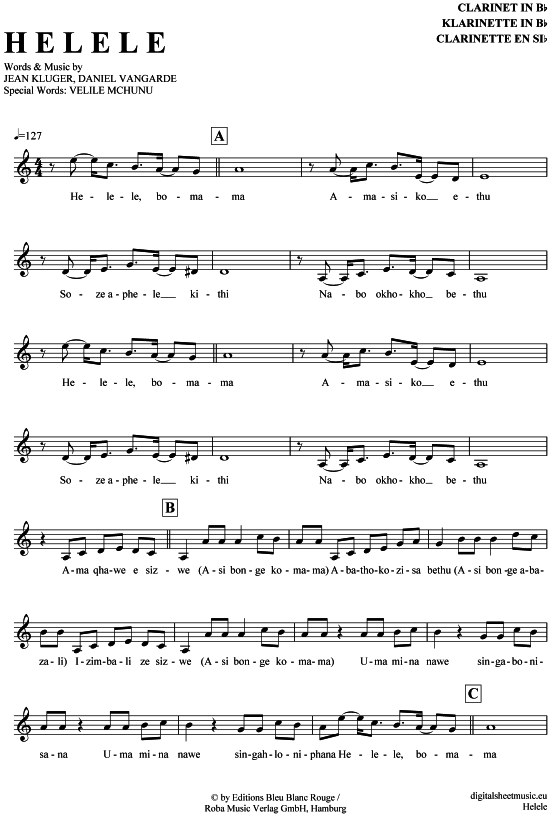 Product gallery: Page 1 of 4 Helele , Velile & Safri Duo, Clarinet in B-flat