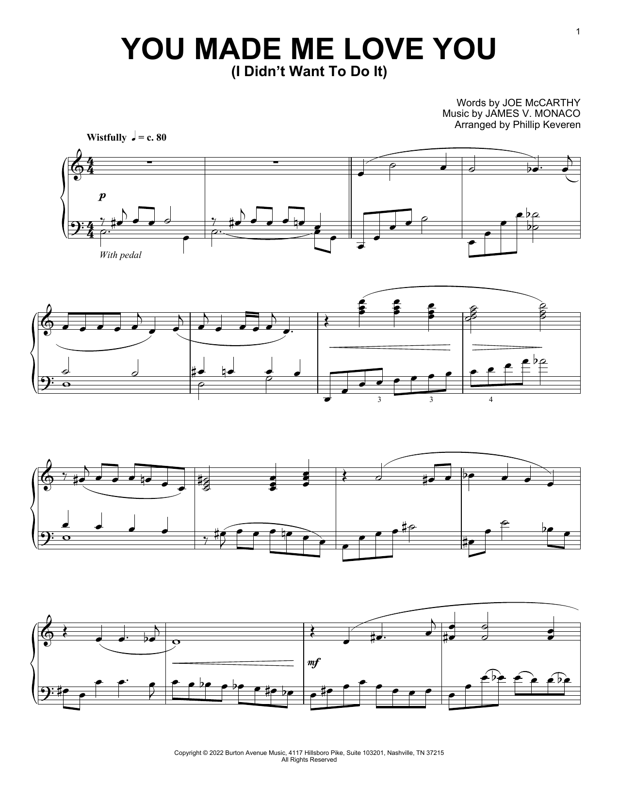 Produktbild zu: You Made Me Love You (I Didn't Want To Do It) (arr. Phillip Keveren)