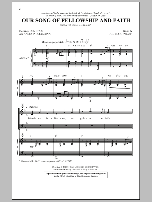 Product picture to: Our Song Of Fellowship And Faith