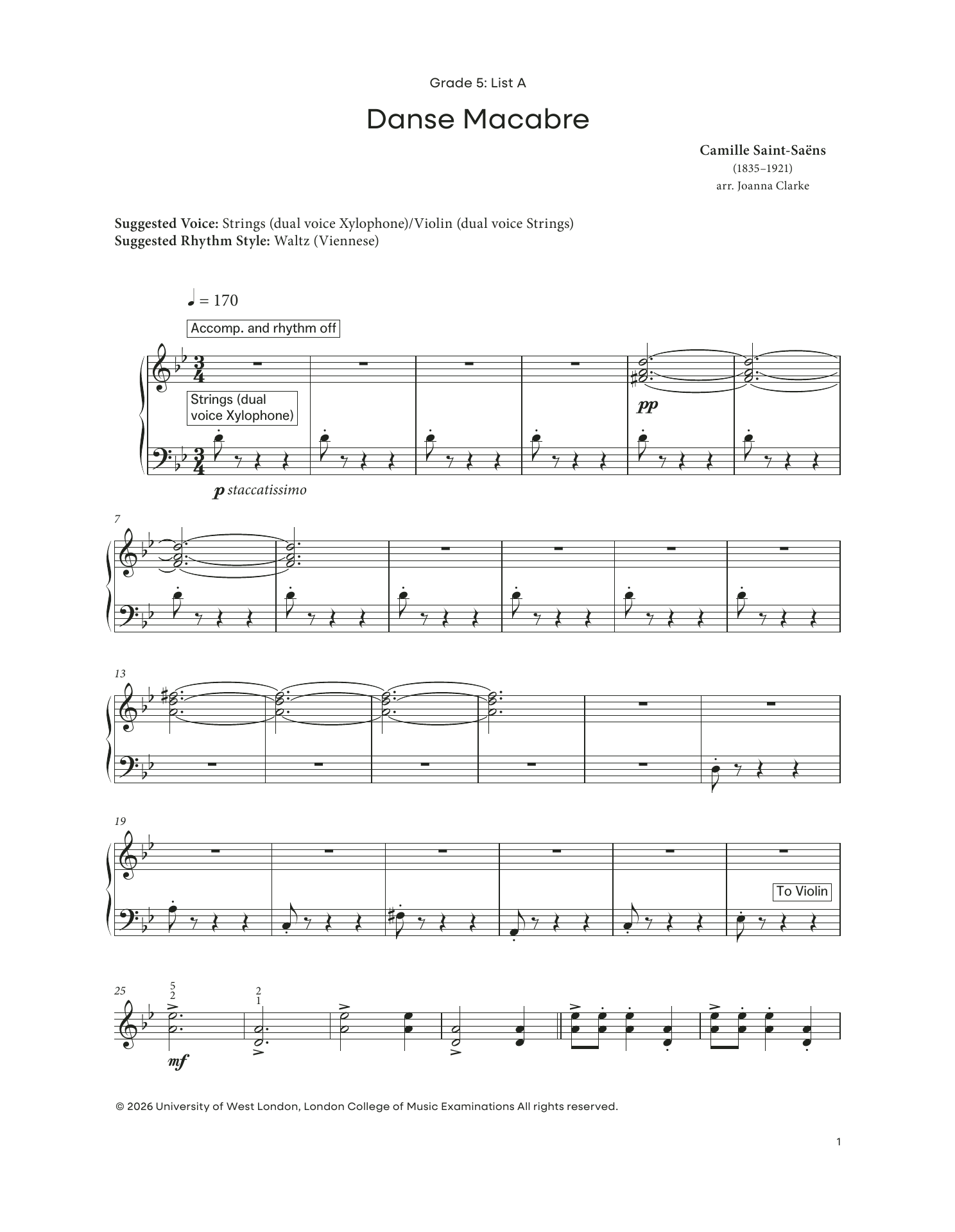 Produktgalerie: Seite 1 von 1 Danse Macabre (from LCME Electronic Keyboard Grade 5 List A), Camille Saint-Saëns, Klavier