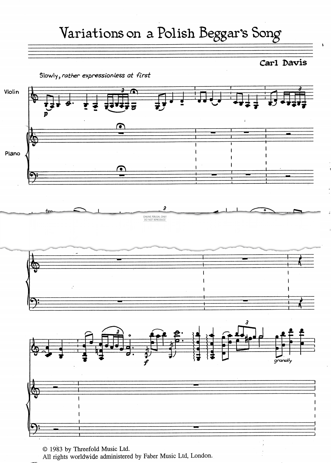 Product gallery: Page 1 of 1 Variations on a Polish Beggar's Song, Carl Davis