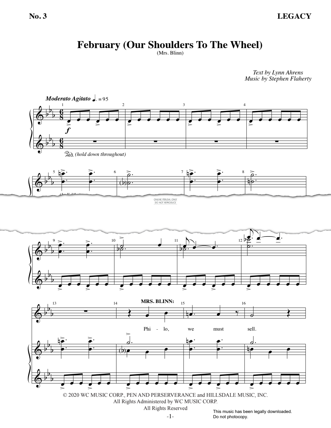 Produktgalerie: Seite 1 von 1 February (Our Shoulders To The Wheel) (from 'Legacy'), Stephen Flaherty, Gesang, Klavier