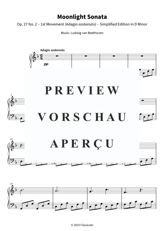 gallery: Moonlight Sonata - Simplified Piano Edition for Beginners, , Klavier Solo