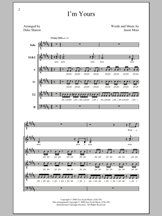 Produktbild zu: I'm Yours (arr. Deke Sharon)