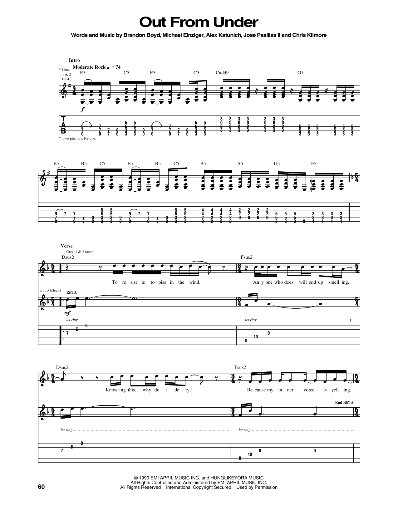 Produktgalerie: Seite 1 von 1 Out From Under, Incubus, Gitarre