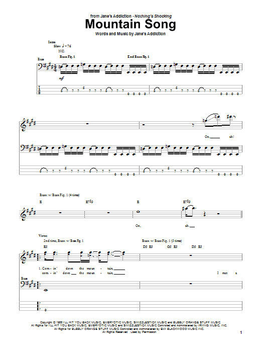 Produktgalerie: Seite 1 von 1 Mountain Song, Jane's Addiction, E-Bass