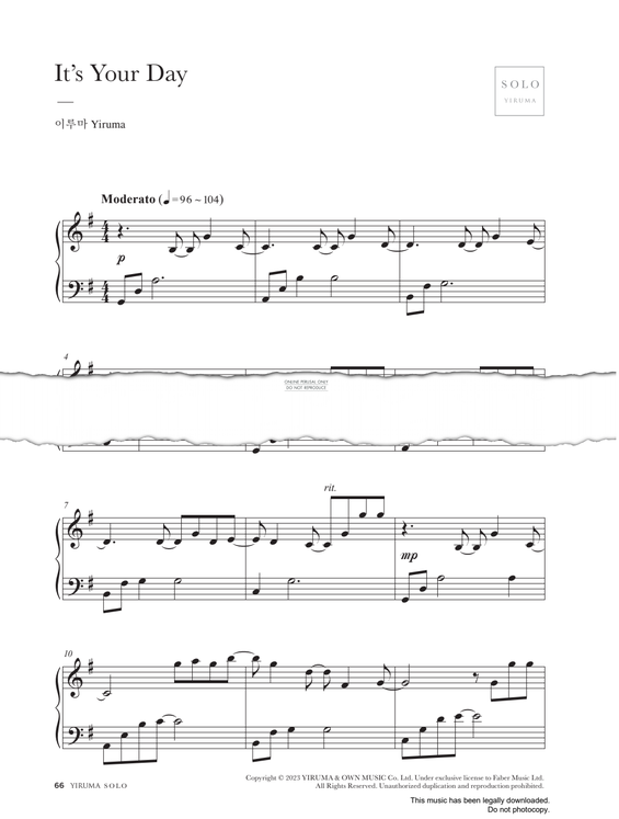 Produktgalerie: Seite 1 von 1 It's Your Day, Yiruma, Klavier