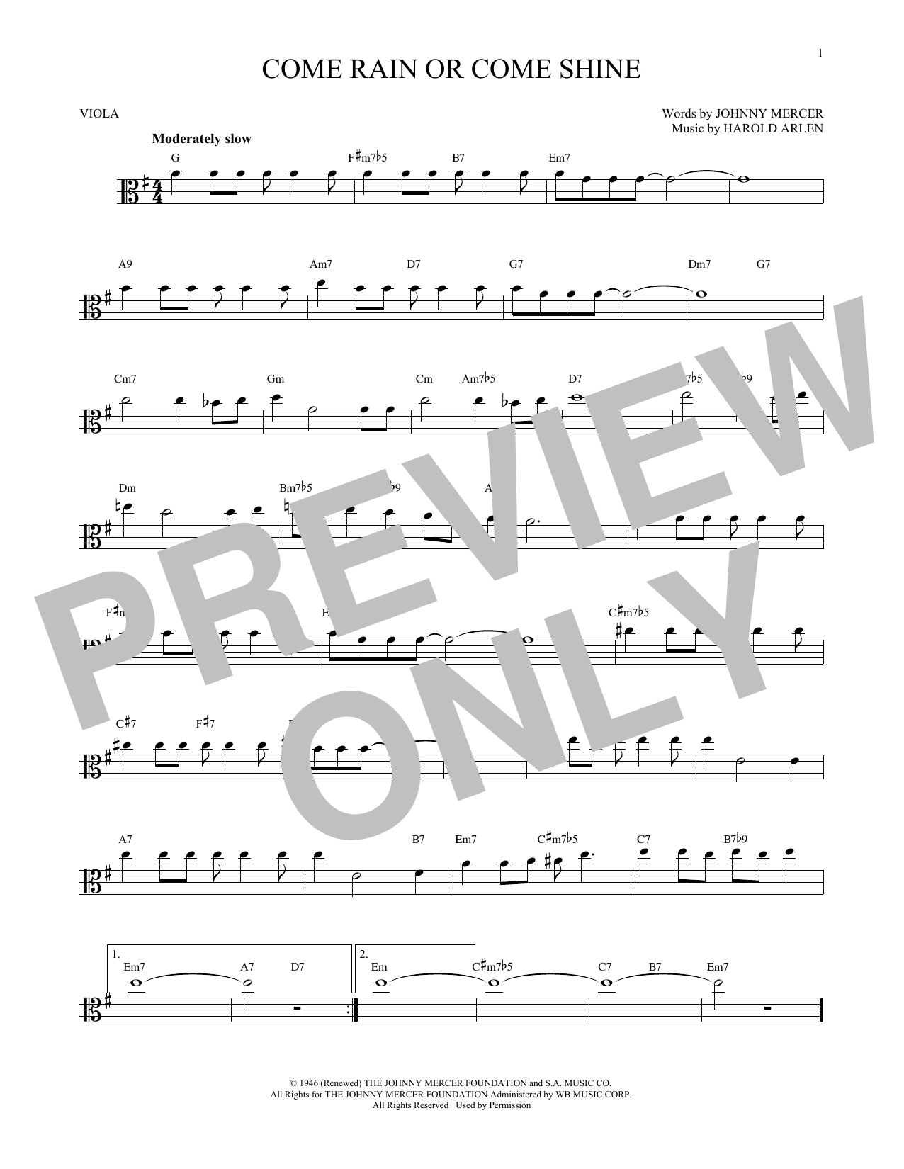 Product gallery: Page 1 of 1 Come Rain Or Come Shine, Harold Arlen