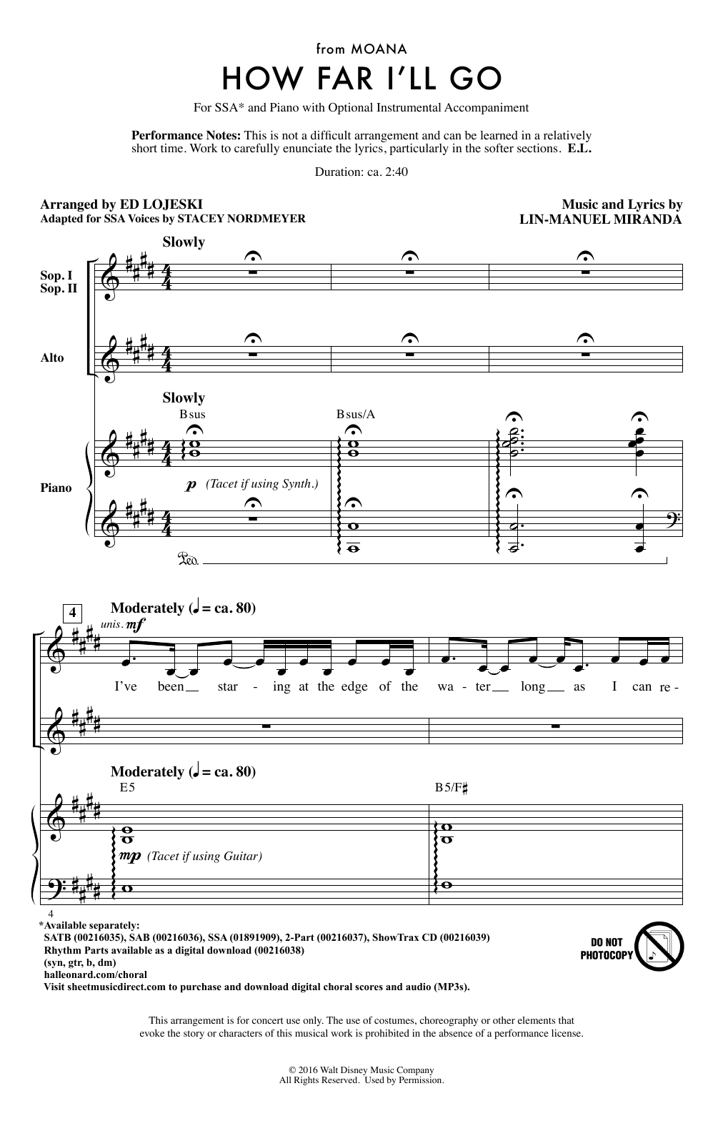 Produktgalerie: Seite 1 von 1 How Far I'll Go (from Moana) (arr. Ed Lojeski), Lin-Manuel Miranda, Chor